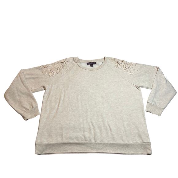 Gloria Vanderbilt Crewneck Sweatshirt w/ Floral Lace Size XXL Minimalist Casual - Picture 3 of 10